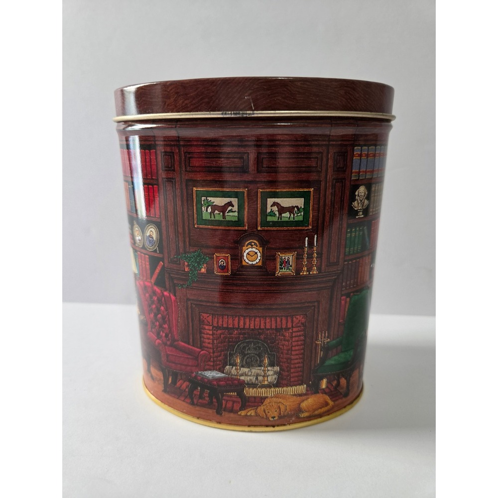 Vintage Keller Charles Philadelphia Library Study Scene‎ Oval Metal Tin Storage